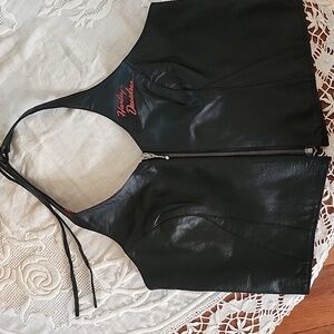 Harley-Davidson Black Leather Zip Halter